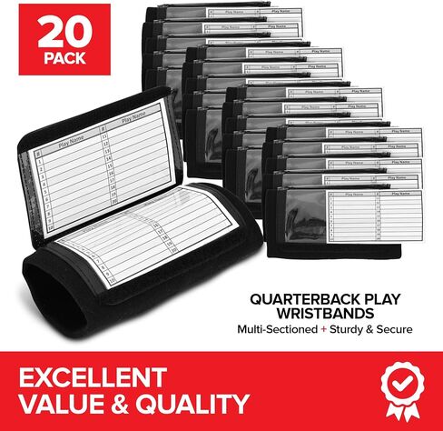 Lristbands لاعب كرة القدم في قورتربك - (Black) Pro Football & Softball Armbrants ، (QB) Playband Playbook in Kuwait