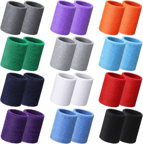 Lenwen 24 PCS 4 بوصة معصم معصم المعصم الرياضي للرجال للنساء القطن مرنة النطاقات السميكة معصم الجمباز للمعصم للسيارة ، التنس ، كرة السلة ، الجري ، صالة الألعاب الرياضية ، التمرين in Saudi Arabia