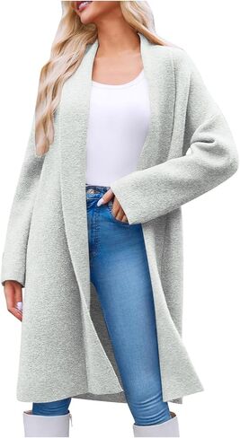 Womens Long Cardigan Sweaters Chunky Open Front Oversized Slouchy Knit Trendy Casual Coat in Kuwait