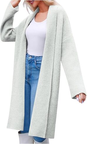 Womens Long Cardigan Sweaters Chunky Open Front Oversized Slouchy Knit Trendy Casual Coat in Kuwait