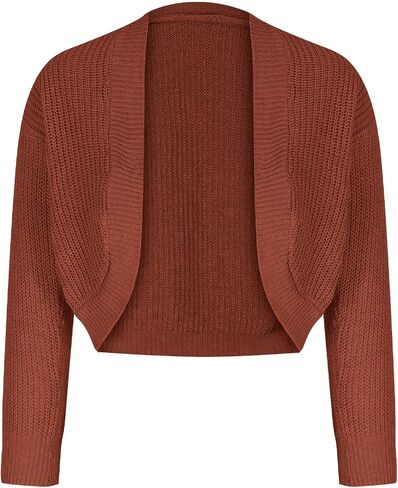 Womens Long Sleeve Open Front Knit Cropped Cardigan Sweaters Casual Drop Shoulder Short Shrugs Sweater Coat for Dress in Kuwait