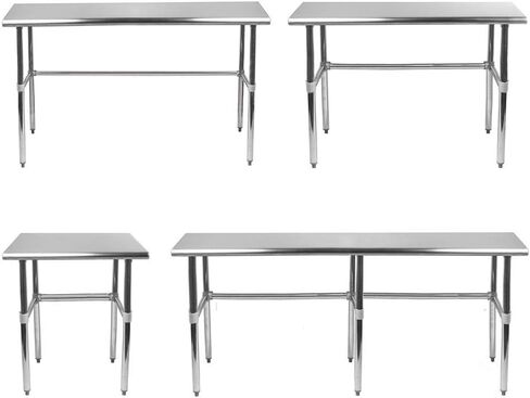 Open Base Stainless Steel Table + Optional Casters | Customize to Your in 43 Sizes | Residential & Commercial | Food Prep Metal Table | Utility Work Bench | NSF in Saudi Arabia