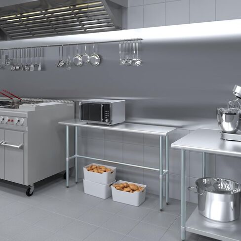 Open Base Stainless Steel Table + Optional Casters | Customize to Your in 43 Sizes | Residential & Commercial | Food Prep Metal Table | Utility Work Bench | NSF in Saudi Arabia