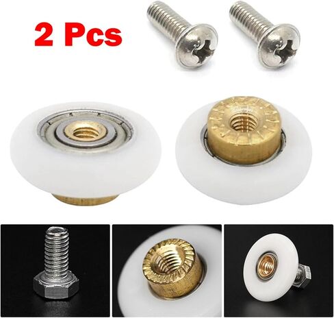 Runners Door Rollers 6-8mm. Brass Centre Nylon Outer Wheel Stainless Steel Screw for Old Shower Door Rollers Furniture Hardware(27mm) in Saudi Arabia