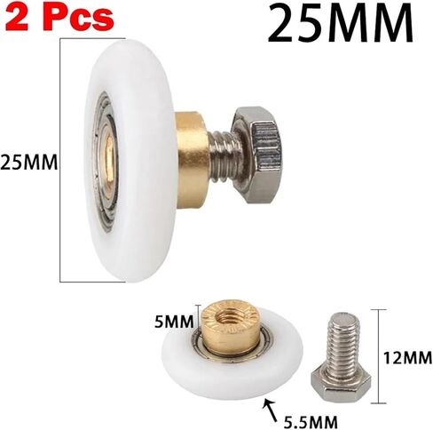Runners Door Rollers 6-8mm. Brass Centre Nylon Outer Wheel Stainless Steel Screw for Old Shower Door Rollers Furniture Hardware(27mm) in Saudi Arabia