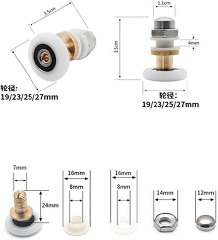 8 PCS 20/23/25/27mm Diameter Shower Glass Sliding Door Hanging Wheel Roller Bathroom Sliding Cabinet Eccentric Pulleys(25mm) in Saudi Arabia