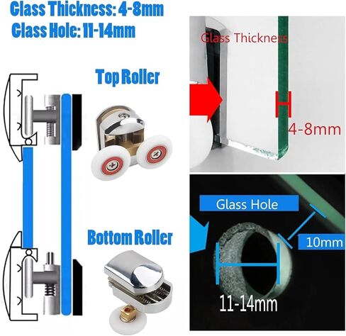 عجلات باب دش بكرات الباب الزجاجية المنزلق بكرات محمل بكرات عداء غرفة الدش كبائن تأرجح باب منزلق (العجلة العلوية) in Kuwait