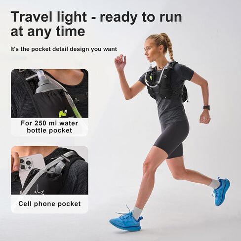 Running Vest with Water Bladder 1.5 Liter, Small Hydration Water Vest | Lightweight Hydration Pack Multi-Pocket 11x, BPA-free High Flow Bite for Hiking Race Trail Marathon for Women Men, in Saudi Arabia