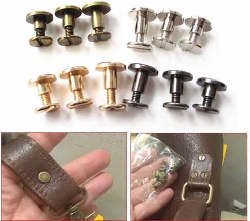 Rivets,Chicago Screws, 10pcs 5mm/6.5mm/8mm Luggage Leather Metal Craft Solid Screw Nail Rivet Double Curved Head Belt Screws(Silver1,6.5mm) in Saudi Arabia