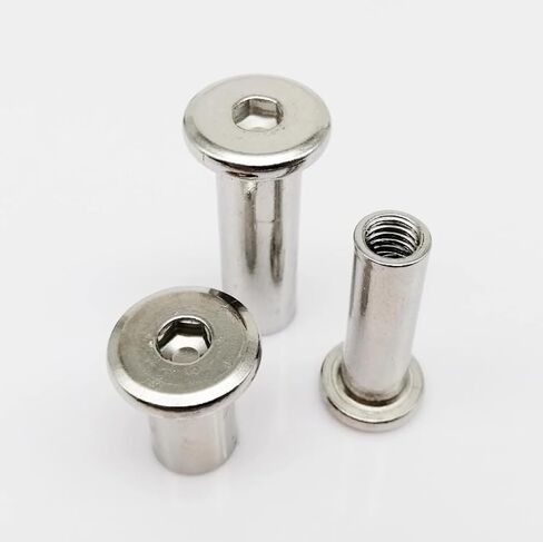 Rivets,Chicago Screws, 304 Stainless Steel Large Flat Hex Hexagon Socket Head Furniture Rivet Connector 1-5pcs(1pc M6x60mm) in Saudi Arabia