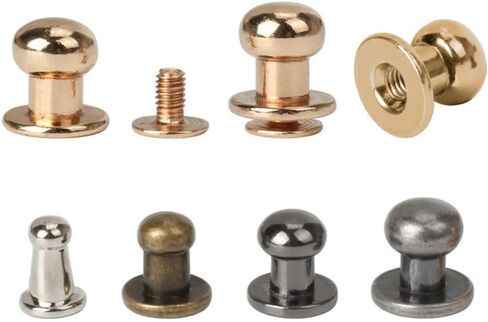 Rivets,Chicago Screws, 20sets Leather Belt Round Monk Head Rivets Metal Alloy Knob Screw Decor Nail Buckles(Silver,Monk Head 4mm) in Saudi Arabia