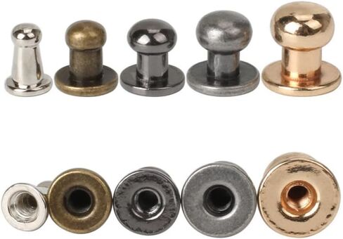 Rivets,Chicago Screws, 20sets Leather Belt Round Monk Head Rivets Metal Alloy Knob Screw Decor Nail Buckles(Silver,Monk Head 4mm) in Saudi Arabia
