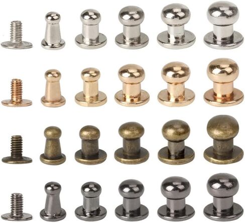 Rivets,Chicago Screws, 20sets Leather Belt Round Monk Head Rivets Metal Alloy Knob Screw Decor Nail Buckles(Silver,Monk Head 4mm) in Saudi Arabia