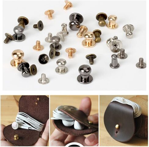 Rivets,Chicago Screws, 20sets Leather Belt Round Monk Head Rivets Metal Alloy Knob Screw Decor Nail Buckles(Silver,Monk Head 4mm) in Saudi Arabia