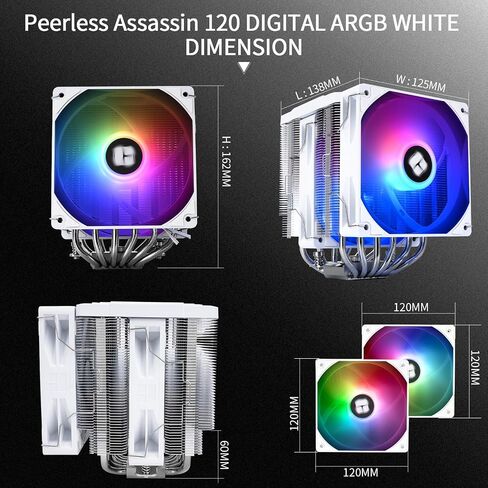 Thermalright Peerless Assassin 120 Digital Black CPU Cooler Air with 6X6mm Heatpipes, Magnetic Display Board Top Cover,Heatsink CPU Cooler, for AM4/AM5 and Intel lga1700/1851/1150/1151/1200 in Saudi Arabia