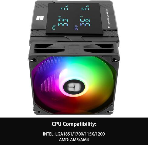 Thermalright Peerless Assassin 120 Digital Black CPU Cooler Air with 6X6mm Heatpipes, Magnetic Display Board Top Cover,Heatsink CPU Cooler, for AM4/AM5 and Intel lga1700/1851/1150/1151/1200 in Saudi Arabia