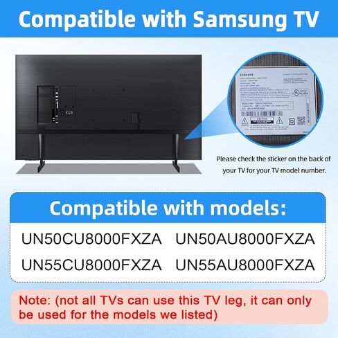 For Samsung TV Legs Replacement - TV Stand Legs,samsung tv feet for 50’’ 55’’ 58’’TV UN50TU7000FXZA UN50TU700DFXZA UN55TU7000FXZA UN55TU700DFXZA UN58TU7000FXZA UN58TU700DFXZA Only for Models We Listed in Saudi Arabia