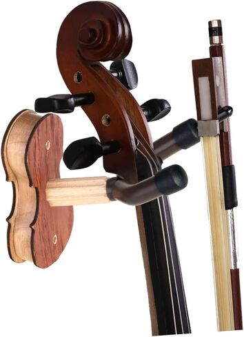 TOYANDONA Violin Wall Mount Hanger with Protective Padding Elegant Red Wood Finish for Home and Studio Securely Supports Violin Decoration for Music Lovers in Kuwait