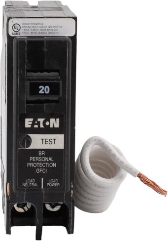 CUTLER-HAMMER BRN120GF 20 Amp Single Pole GFCI Ground Fault Circuit Breaker, Pigtail Neutral, 120V, UL Listed (1) in Saudi Arabia