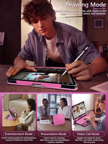 Keyboard Case for iPad Pro 11-inch (M4, 2024), Transparent Cyberpunk Shell, 360° Rotating Multi-Touch Trackpad, 7-Color Backlit Keyboard, Type-C Charging,Snow White in Kuwait