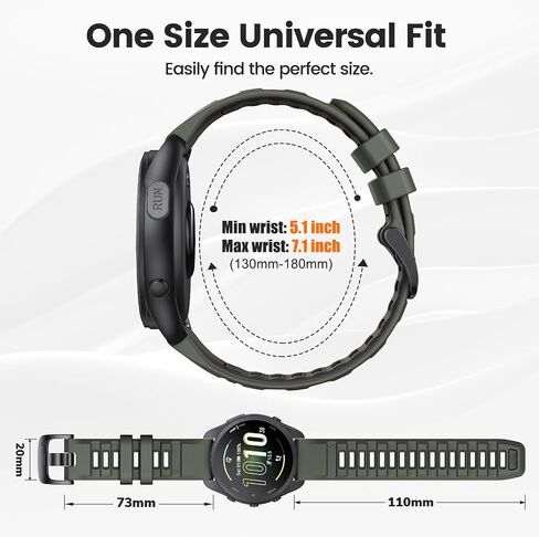 ANCOOL Compatible with Garmin Forerunner 55/245/165 Watch Band, 20mm Soft Silicone Band for Vivoactive 5/Vivoactive 3/6/Venu 2 Plus/Venu Sq/Sq 2 Bands Women Men, Black/Gray in Saudi Arabia