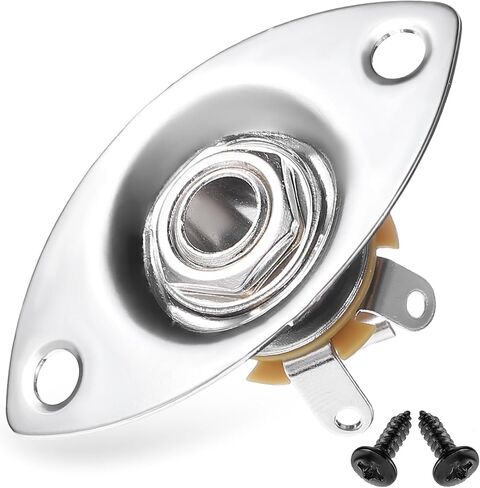 Guitar Output Jack Plate 6.35mm Electric Guitar Input Jack 1/4" Oval Guitar Jack Guitar Jack Plate Output Plug Socket for Mono Electric Guitar in Saudi Arabia