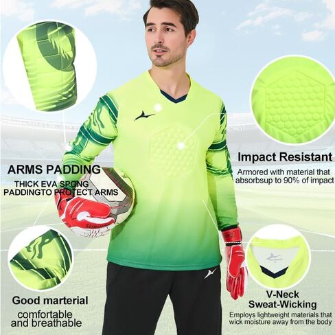 حارس مرمى جيرسي وسروال مجموعة للبالغين والأطفال ، حارس مرمى كرة القدم الطويل الأكمام in Kuwait