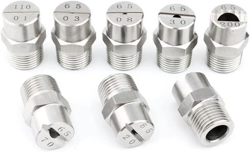 High Pressure Fan Nozzle, 65 Degree Stainless Steel Pressure Washer Nozzle Tips 1/8 1/4 3/8 1/2 Inch Pack of 5 or 10,5pcs(No.01: 1/4,5pcs) in Saudi Arabia