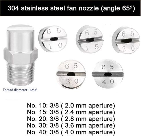 High Pressure Fan Nozzle, 65 Degree Stainless Steel Pressure Washer Nozzle Tips 1/8 1/4 3/8 1/2 Inch Pack of 5 or 10,5pcs(No.01: 1/4,5pcs) in Saudi Arabia
