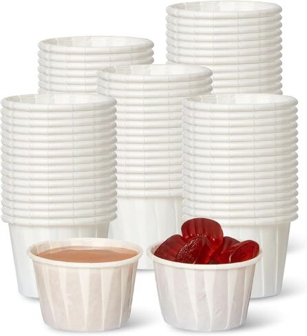 Fit Meal Prep [500 Pack] 2 oz Treated Paper Souffle Portion Cups for Condiments Samples Measuring Jello Shots Sauce Disposable Cup - White in Saudi Arabia