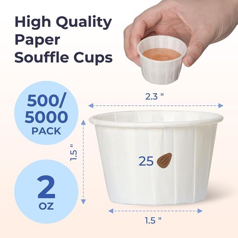 Fit Meal Prep [500 Pack] 2 oz Treated Paper Souffle Portion Cups for Condiments Samples Measuring Jello Shots Sauce Disposable Cup - White in Saudi Arabia