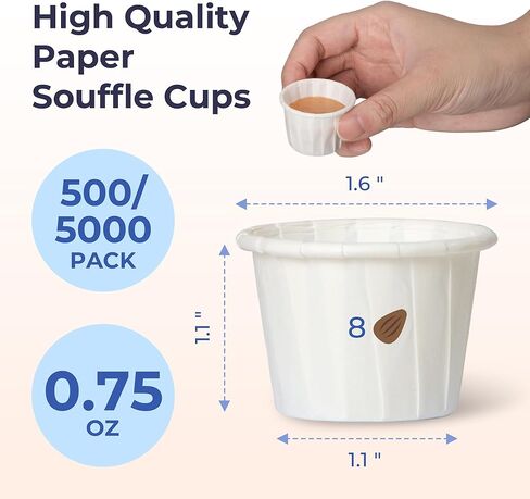 Fit Meal Prep [500 Pack] 2 oz Treated Paper Souffle Portion Cups for Condiments Samples Measuring Jello Shots Sauce Disposable Cup - White in Saudi Arabia