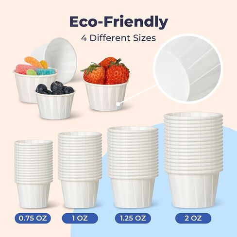 Fit Meal Prep [500 Pack] 2 oz Treated Paper Souffle Portion Cups for Condiments Samples Measuring Jello Shots Sauce Disposable Cup - White in Saudi Arabia