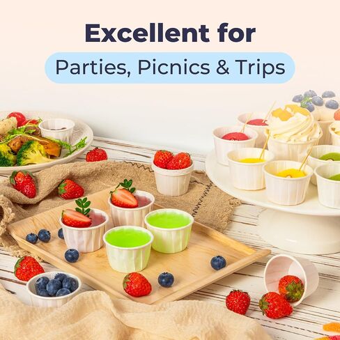 Fit Meal Prep [500 Pack] 2 oz Treated Paper Souffle Portion Cups for Condiments Samples Measuring Jello Shots Sauce Disposable Cup - White in Saudi Arabia