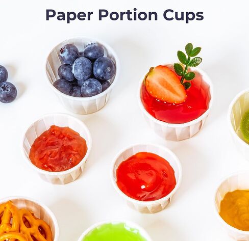 Fit Meal Prep [500 Pack] 2 oz Treated Paper Souffle Portion Cups for Condiments Samples Measuring Jello Shots Sauce Disposable Cup - White in Saudi Arabia