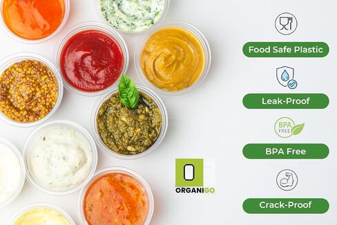 Plastic Portion Cups with Lids [2 oz, 50 Sets] Disposable, Leak-Proof, Transparent, Round, Minimalist, Ideal for Meal Prep, Jello Shots, Condiments, Dipping Sauces, Food Service in Saudi Arabia