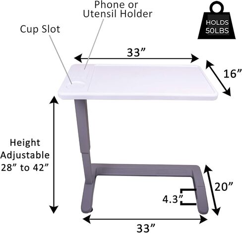 Overbed Table and Hospital Bed Table - Table with Wheels - Over The Bed Table for Home Use and Hospital, Bedside Table with Wheels, Over Bed Desk, Over Bed Table with Wheels in Saudi Arabia