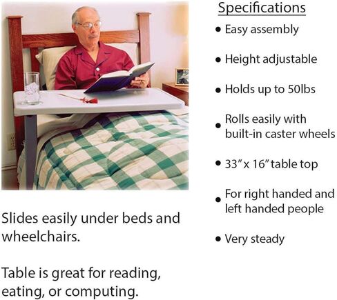 Overbed Table and Hospital Bed Table - Table with Wheels - Over The Bed Table for Home Use and Hospital, Bedside Table with Wheels, Over Bed Desk, Over Bed Table with Wheels in Saudi Arabia