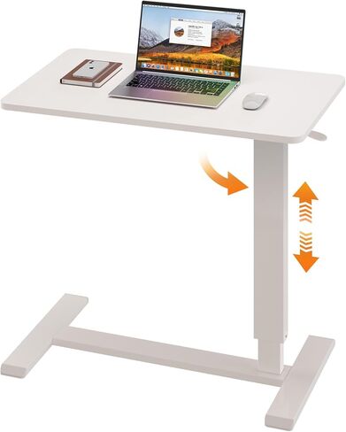 طاولة طي قابلة للطي مع عجلات ، طاولة سرير طبية قابلة للارتقاء من الغاز ، ومكتب كمبيوتر محمول كبير متداول ، يتساقط لأسفل لسهولة التخزين والمستشفى والمنزل (31.5 "W × 15.7" د ، أبيض) in Kuwait