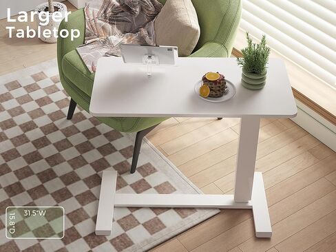 طاولة طي قابلة للطي مع عجلات ، طاولة سرير طبية قابلة للارتقاء من الغاز ، ومكتب كمبيوتر محمول كبير متداول ، يتساقط لأسفل لسهولة التخزين والمستشفى والمنزل (31.5 "W × 15.7" د ، أبيض) in Kuwait