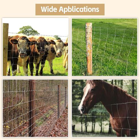 Galvanized Farm Fence 5Ft x 164Ft, Farm Wire Fencing Deer Fence,Heavy Duty Galvanized Field Wire Fencing for Dog Chicken Hog Deer Goat Cattle, Yard Vegetable Plant Animals Protection Poultry in Saudi Arabia