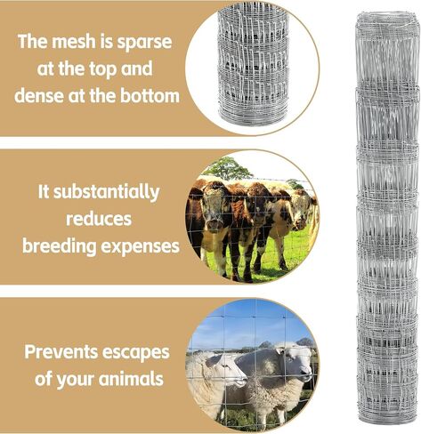 Galvanized Farm Fence 5Ft x 164Ft, Farm Wire Fencing Deer Fence,Heavy Duty Galvanized Field Wire Fencing for Dog Chicken Hog Deer Goat Cattle, Yard Vegetable Plant Animals Protection Poultry in Saudi Arabia
