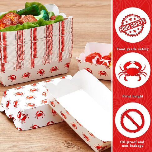 Ctosree 50 Pieces Crab Lobster Paper Plates Boil Birthday Party Supplies Disposable Crawfish Seafood Paper Boats Tableware for Summer Dinner Picnic BBQ Supply(Crab Style) in Saudi Arabia