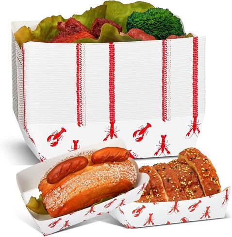 Ctosree 50 Pieces Crab Lobster Paper Plates Boil Birthday Party Supplies Disposable Crawfish Seafood Paper Boats Tableware for Summer Dinner Picnic BBQ Supply(Crab Style) in Saudi Arabia
