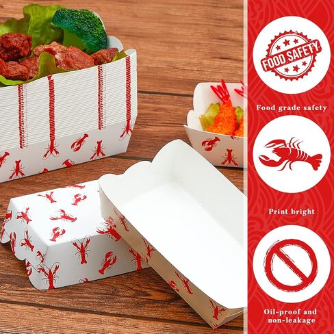 Ctosree 50 Pieces Crab Lobster Paper Plates Boil Birthday Party Supplies Disposable Crawfish Seafood Paper Boats Tableware for Summer Dinner Picnic BBQ Supply(Crab Style) in Saudi Arabia