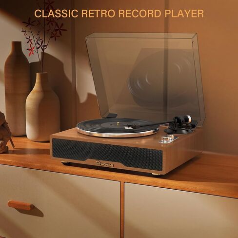 Wohome Vinyl Record Player with 70 Watt External Bookshelf Speakers, High Fidelity System Vintage Turntables for Vinyl Records with Magnetic Cartridge, Bluetooth Playback, RCA line Out and Auto Off in Saudi Arabia