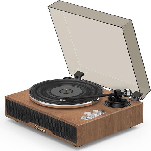 Wohome Vinyl Record Player with 70 Watt External Bookshelf Speakers, High Fidelity System Vintage Turntables for Vinyl Records with Magnetic Cartridge, Bluetooth Playback, RCA line Out and Auto Off in Saudi Arabia