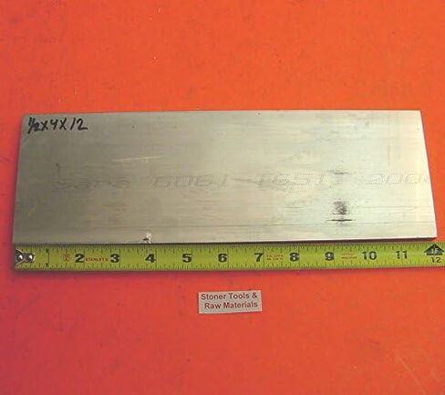 1/2 "× 4" الألومنيوم 6061 شريط مسطح 12 "Long +.07"/-0 T6511 .5 "مخزون مطحنة جديد in Saudi Arabia