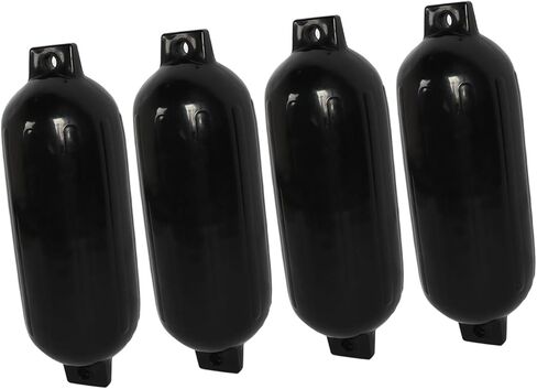 مصدات القوارب قابلة للنفخ تأثير العوامات الصدفة البحرية الأسود مع الحبال لقوارب الصيد اليخوت 4pcs PVC 4.5x16 بوصة in Saudi Arabia