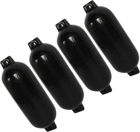مصدات القوارب قابلة للنفخ تأثير العوامات الصدفة البحرية الأسود مع الحبال لقوارب الصيد اليخوت 4pcs PVC 4.5x16 بوصة in Saudi Arabia